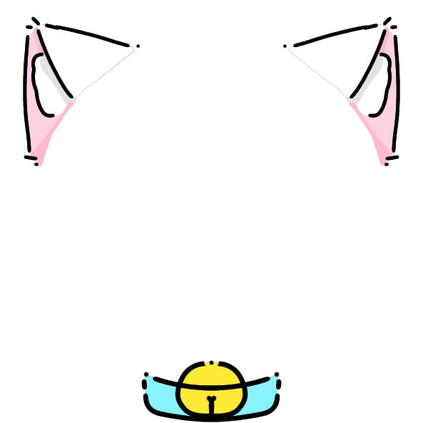 cyan collar white cat ears Decoration